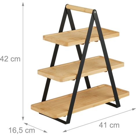 Espositore per snack 33 x 34 x 19 cm con pratica maniglia design moderno in bambù naturale 130016854