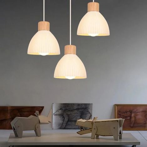 Lustre Suspension - - Moderne - Bois et Métal - 3 Ampoules - Style Méditerranéen (1/5)