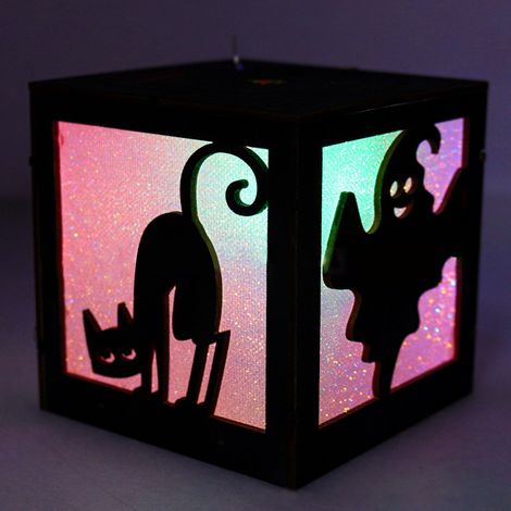 Lanterne Halloween en bois, citrouille fantôme sorcière, décoration lumineuse pour fête maison (1/4)