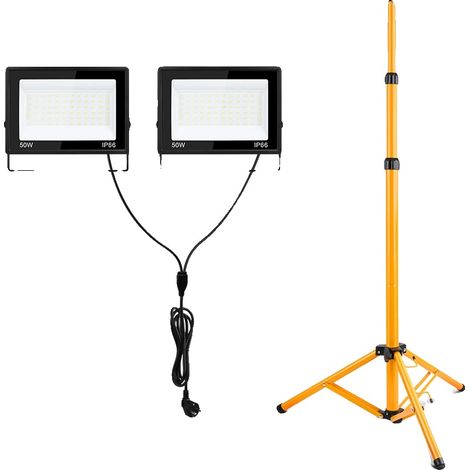 Arbeitsleuchte, wasserdicht (IP66), verstellbares Stativ, 2 x 50-W-Lampe (1/2)