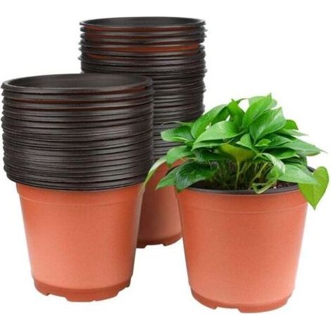 Lot de 50 Pots de Fleurs en Plastique Noir - 15 cm - Pour Plantes succulentes, légumes et boutures (1/4)