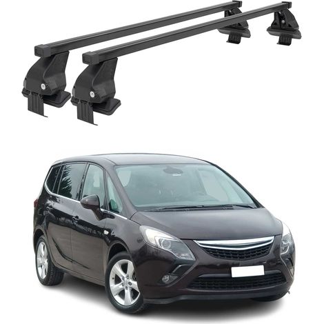 OMAC Barres de toit transversales en acier pour Opel Zafira C Tourer 2011-2019 – Antivol inclus – Testées City Crash – DIN 75302:2019 – ISO/PAS 11154:2006 – Charge max 50 kg Noir (1/4)
