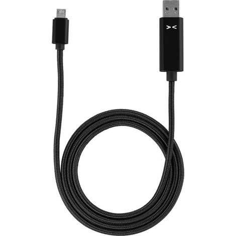 Câble Micro USB 1.2M à Affichage Tension/Courant, Nylon Tressé Résistant, Charge Rapide Noir (1/5)