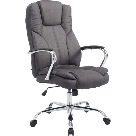 Fauteuil de bureau sur roulettes largeur d'assise XXL en tissu gris foncé et métal chromé 100006960 (1/5)
