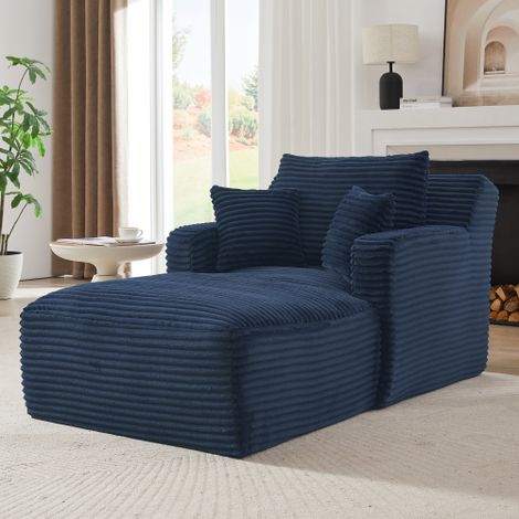 Chaise longue / Canapé moderne en velours côtelé – Canapé convertible / Fauteuil de détente confortable (Aucun assemblage requis) – Chaise longue pour salons, bureaux et appartements