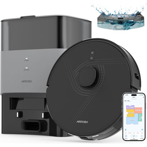 Airrobo – Aspirateur robot laveur 5 500 Pa – Navigation LiDAR USLAM Air 5.0 – Station auto-vidage 60 jours – 180 min autonomie – Filtre HEPA