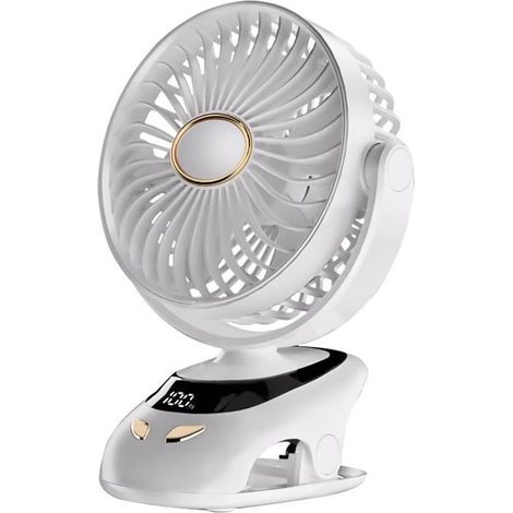 (Bianco) Ventilatore da tavolo – Senza marchio – Mini ventilatore USB portatile – 5 velocità – Display a LED – Silenzioso (1/4)