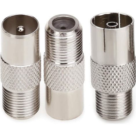 T/V F Type connecteur Femelle vers RF Coaxial d'antenne Adaptateur M-F, Femelle à Mâle Coupleur Coaxial Antenne Socket à RF Coax Aérienne Adaptateur Nickelage-2 Paquet (1/5)