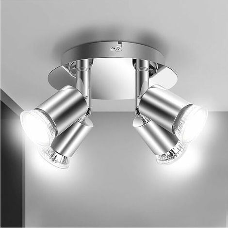 Luminaire Plafonnier LED 4xGU10 Spot LED Angle Réglable Éclairage de Plafond Luminaire Intérieur(Sans Ampoules) (1/5)