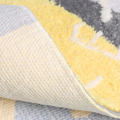 Tapis de douche/bain à motif dessin animé mignon, antidérapant, résistant et absorbant, en laine, demi-cercle, style pierre colorée, 40 x 60 cm.