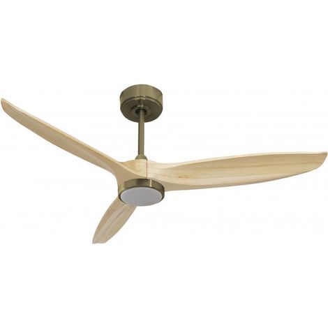 Bolt, Ventilateur déstratificateur d'air, pales bois clair 132Cm, moteur laiton, 100 % efficace hiver/été avec lampe.