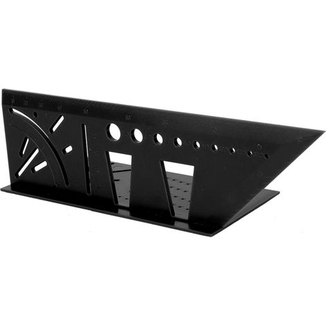 Équerre 3D 2 pièces, outil de traçage menuiserie, mesure de biseau, gabarit d'angle léger noir, règle inclinable pour travail du bois (1/5)