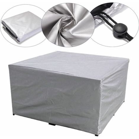 Funda para muebles de jardín Funda para mesa de exterior Funda protectora de poliéster impermeable para muebles de jardín Plata 140x140x90 (1/3)