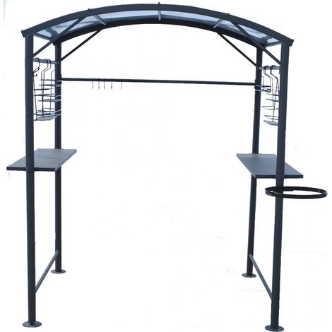 Cobertizo para barbacoa Carport BBQ en acero 167x128x202 con accesorios (1/5)