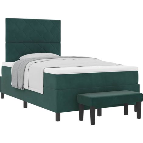 Maison Exclusive - Lit à ressorts avec coussin Vert foncé 200 x 120 cm Velours (1/5)