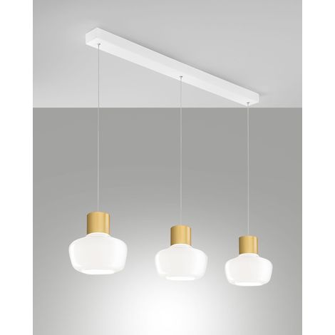 Lampada a Sospensione Kino LED 36W 3900lm 3000K Dimmerabile, Struttura in Metallo e Vetro Borosilicato Bianco - IP20 Classe 1