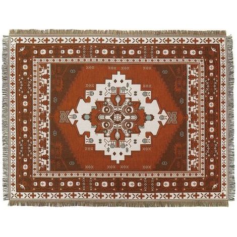 1 Pièce 160x130cm Couverture Plaid Brun Tricotée Décorée avec des Franges Bohême Simple Doux Confortable Protéger Contre Le Froid pour Canapé Sofa Chaise à Repos et Sieste (1/5)