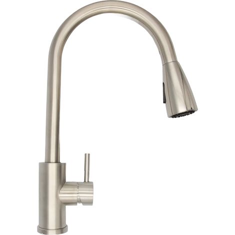 Küchenarmatur gebürsteter Stahl Einhebelmischer mit Brausefunktion (1/5)
