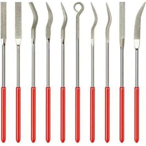 10 limes irrégulières, outils de sculpture et de meulage pour le travail du bois, limes plates, limes d'ébavurage, limes de polissage, limes à main, outils d'artisanat de bijoux (1/3)