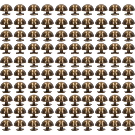 Lot de 100 rivets champignon 12 mm, haute dureté, antirouille, tête ronde, bronze, pour décorer vêtements, chaussures, sacs et colliers pour animaux de compagnie (style punk).