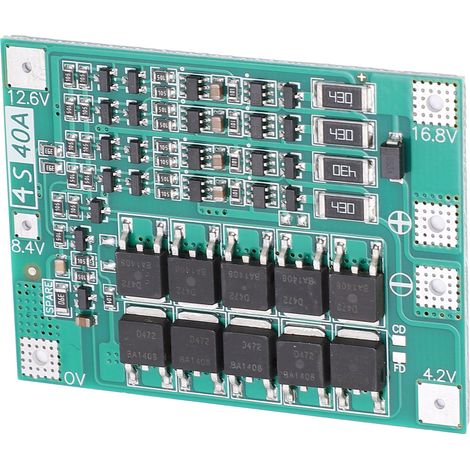 Module de protection pour batterie au lithium, résine, série 4, 40 A, 16,8 V CC, version équilibrée (1/5)