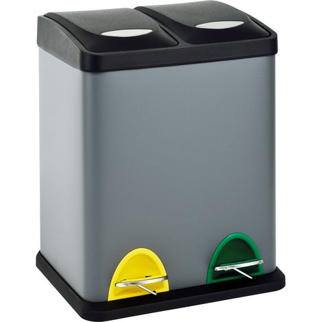 SVITA TC2X8 Mülleimer 16 Liter 2x8L doppelt Kücheneimer Treteimer Grau