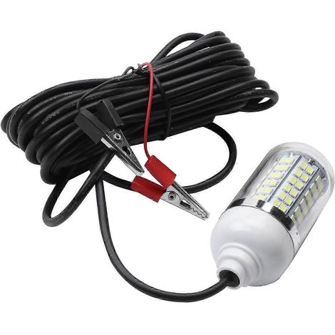 Lampe de pêche 12 V 15 W, 108 LED 2835, lampe sous-marine pour la pêche, leurre, détecteur de poissons, attire crevettes, calmars et krill (lumière blanche + blanche) jn (1/5)
