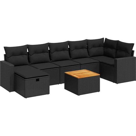 Maison Exclusive - 8-tlg. Garten-Sofagarnitur mit Kissen Schwarz (1/5)