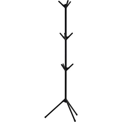Appendiabiti da Terra Nero Attaccapanni a Colonna Piantana Moderno Stilizzato con 9 Ganci in Metallo e plastica stand per Borse Cappelli e Sciarpe cappotti Altezza 162 cm per Ingresso Casa e Ufficio (1/4)