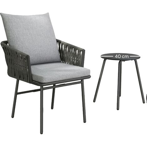 Ensemble Bistro en Rotin, Sièges Confortables, Construction Durable, Gris (1/2)