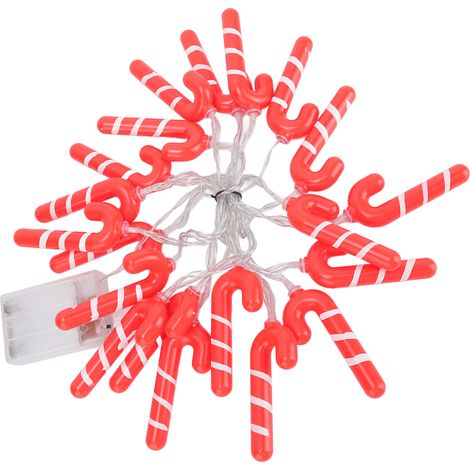 Guirlande lumineuse J en forme de canne de Noël 3m 20LED, lumière chaude, décoration de chambre, ambiance festive, camping tente (sans piles) (1/5)