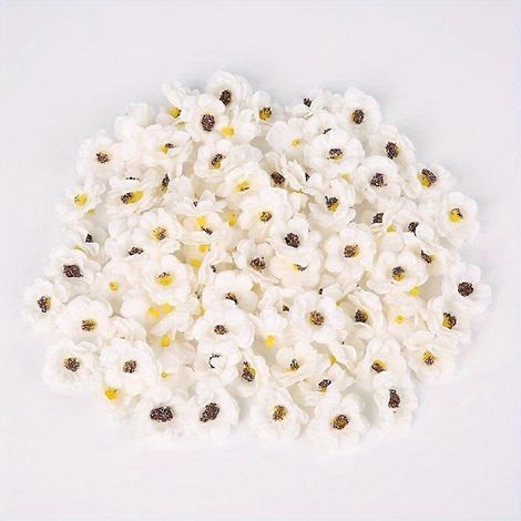 20 mini têtes de marguerites multicolores de 3 cm, en soie artificielle, pour décoration de mariage, décoration intérieure, couronnes de Noël et scrapbooking.blanc (1/5)