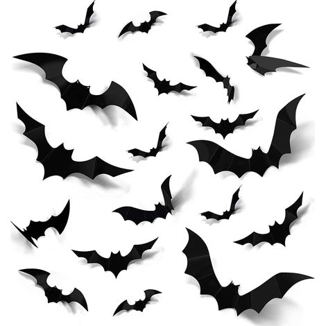 CSPARKV 96Pcs 3D Scary Bat Stickers 4 Different Sizes Bat Window Wall Door Home Outdoor Indoor Halloween Party Decorations (1/5)