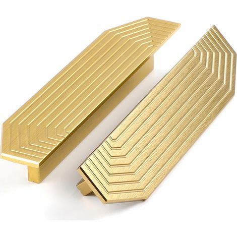 JSSEVN - 2-piece cabinet handles, brushed brass furniture handles, 96mm center-to-center distance, gold handles, gold kitchen cabinet handles (1/5)