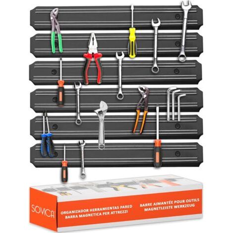 Outil Baguettes magnétiques 6 pièces 33 cm x 4,8 cm Outils de baguette magnétique Porte-outils magnétiques Outils de support magnétique Porte-outils muraux Porte-outils de panneau Outils de panneau mu (1/5)