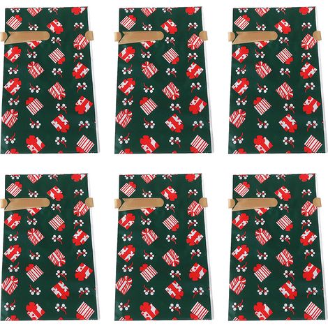 Sac Cadeau Noël - Sac En Carton Rigide Avec Motifs De Noël - Pour Emballage Cadeaux Fêtes Et Décorations - Lot De 12 (1/5)