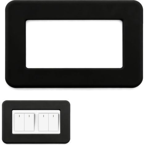 1 autocollant décoratif pour interrupteur - Noir - Double prise - Forme carrée - Pour décoration de la maison (1/5)