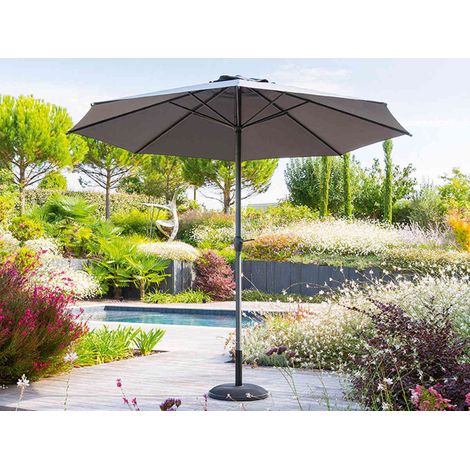 Hesperide – Parasol droit rond 3m – Aluminium traité époxy – Toile polyester 220 g/m² déperlant – Mât 48mm inclinable avec manivelle (1/7)