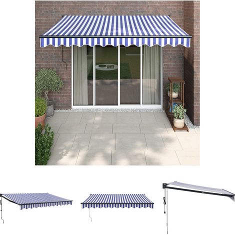 Markisenstoff - vidaXL Elektrische Markise mit Kurbel Blau und Weiß 3,5x2,5 m - Aluminiumrahmen (1/5)