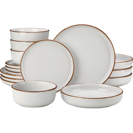 Juego de vajilla de cerámica, apto para horno, diseño elegante, gris-a, 16 piezas-a (1/2)
