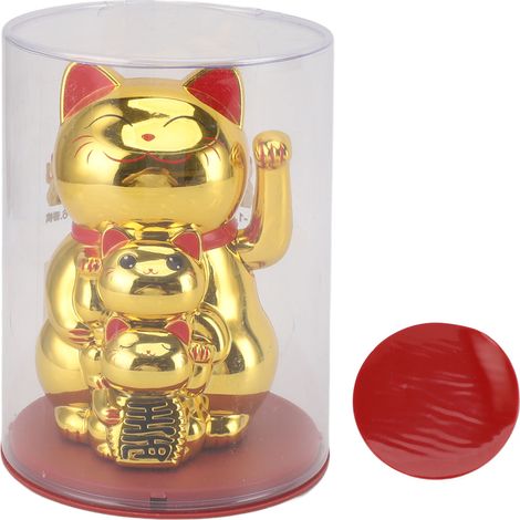 Ortviai Chat porte-bonheur solaire 4,5 pouces avec bras oscillant, décoration feng shui pour bureau, tableau de bord ou vitrine