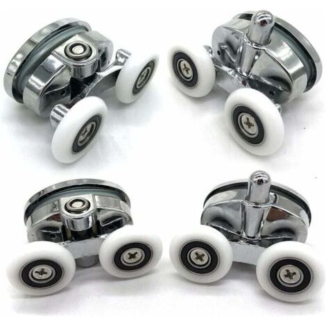 Pair Set mit 4 Duschkabinenrollen - Zwei Räder - Oval - Schmetterlingsform (23 mm)