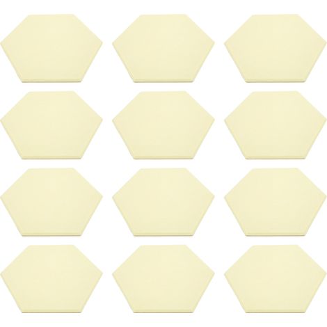 Ensemble de 12 panneaux hexagonaux auto-adhésifs insonorisants, revêtements muraux en forme de coin, jaune clair (1/5)