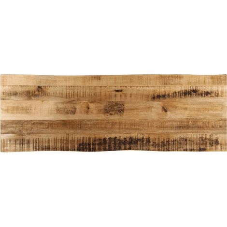 Tischplatte mit Baumkante 120x40x3,8 cm Raues Mango Massivholz