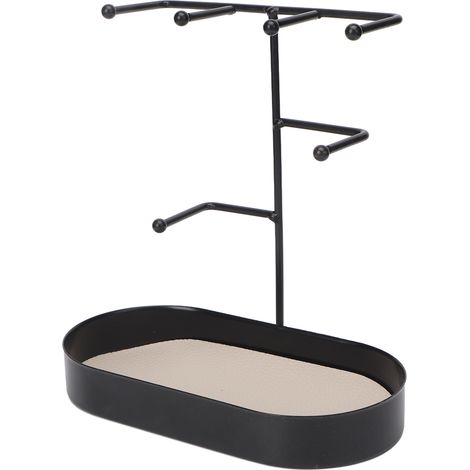 Présentoir à bijoux noir en fer, porte-colliers pour salle de bain et coiffeuse, support d'exposition élégant et robuste. (1/5)