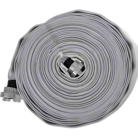 Tuyau d'incendie plat pour pompe à eau avec raccords D-Storz aluminium doublé PVC 20 m 1 pouce (1/4)