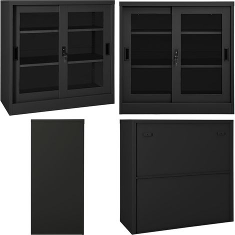 Schrank mit Schiebetür Anthrazit 90x40x90 cm Stahl - Bürostuhl - Schreibtisch - Stauraum - Metallregal - Garderobe - Home & Living