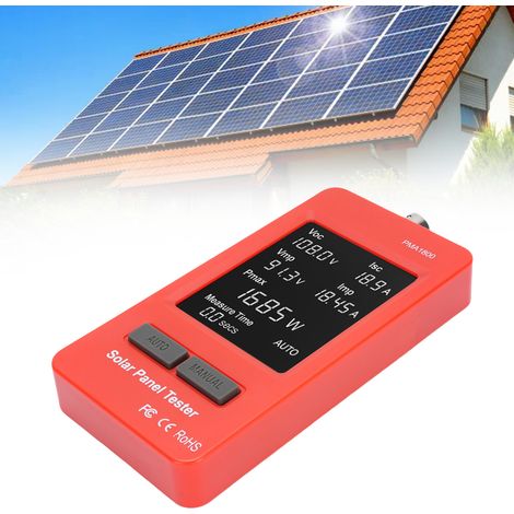 Multímetro fotovoltaico profesional de 148 mm con retroiluminación HD, protección MPPT y pantalla HD para paneles solares.