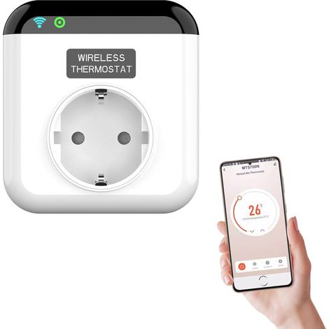 Prise Thermostat Chauffage Prise Thermostat avec sonde Thermostat connecté Compatible avec Télécommande avec Chauffage Refroidissement Mode (1/5)