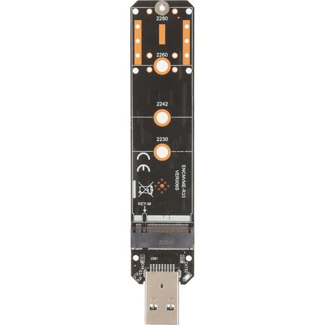 Adaptateur NVMe vers USB Plug and Play pour SSD portable 10 Gbit/s USB 3.2 Gen 2, puce pont M.2 NVMe, adaptateur USB noir (1/5)